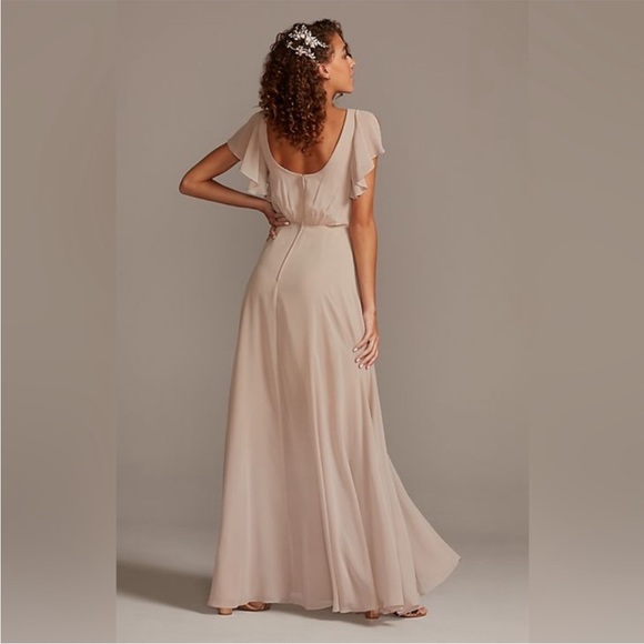 DAVID’s BRIDAL SPA FLUTTER SLEEVE BRIDESMAID DRESS SIZE 6P - Picture 9 of 9